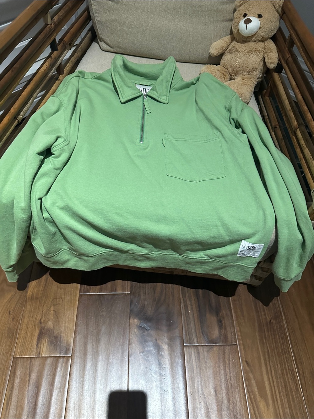 BDG Light Green Half-Zip Sweater
